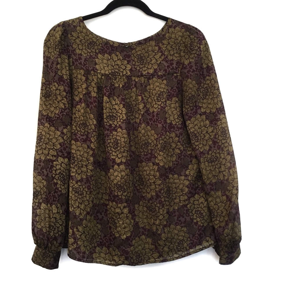 [LOFT] Long Sleeve Sheer Crew Neck Blouse Size S